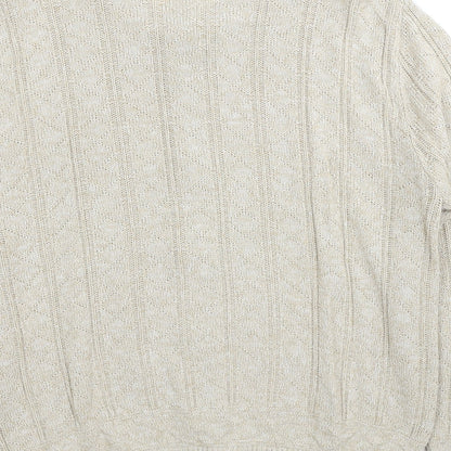 Glenbarr Womens Beige Round Neck Polyester Cardigan Jumper Size S - Size S-M