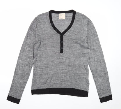 Topman Mens Grey Square Neck Acrylic Pullover Jumper Size S Long Sleeve