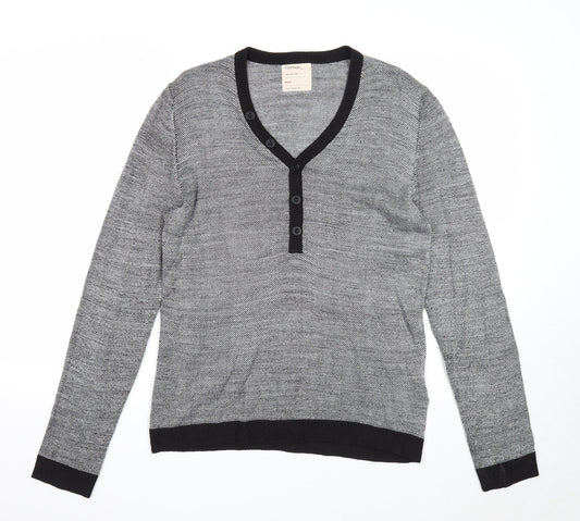 Topman Mens Grey Square Neck Acrylic Pullover Jumper Size S Long Sleeve
