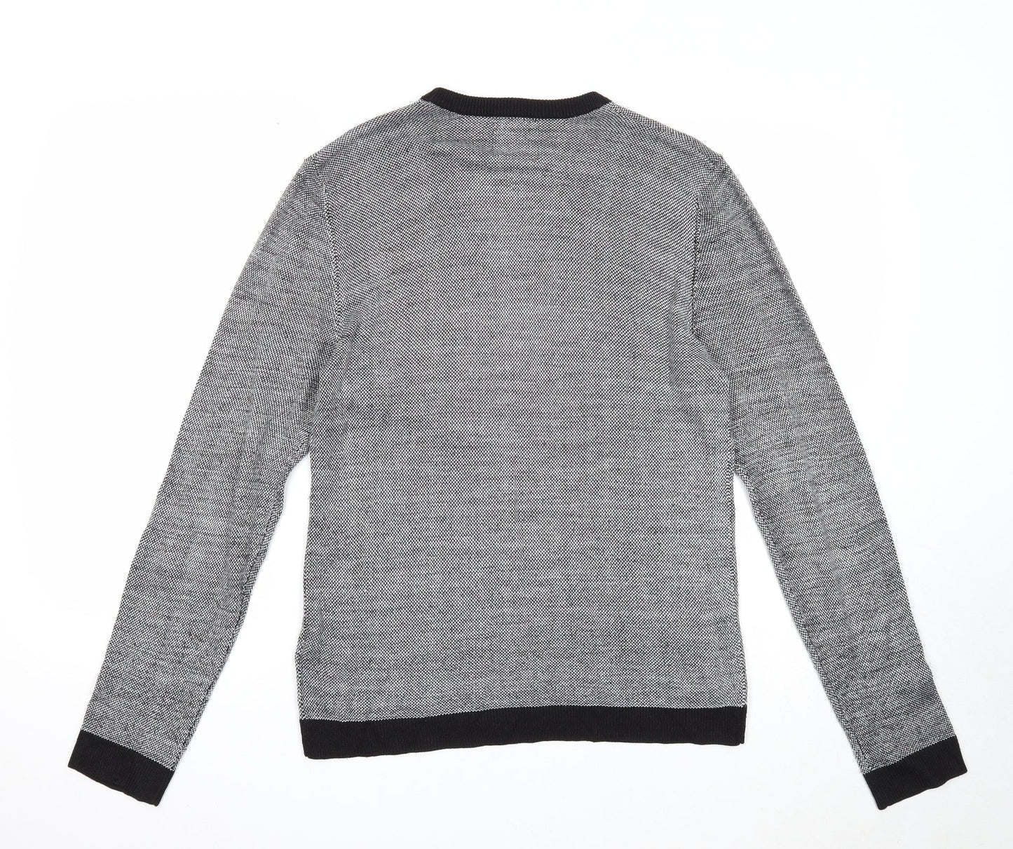 Topman Mens Grey Square Neck Acrylic Pullover Jumper Size S Long Sleeve