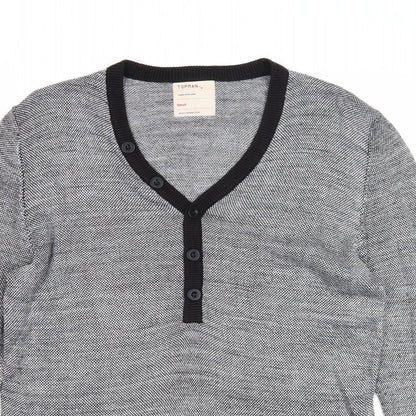 Topman Mens Grey Square Neck Acrylic Pullover Jumper Size S Long Sleeve
