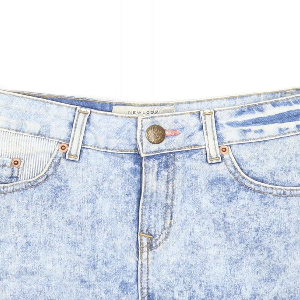 New Look Womens Blue Cotton Hot Pants Shorts Size 8 Regular Zip