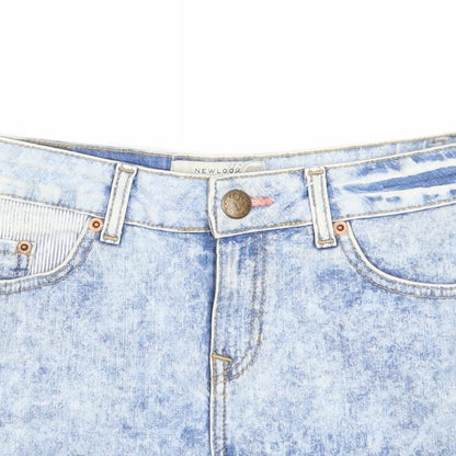 New Look Womens Blue Cotton Hot Pants Shorts Size 8 Regular Zip