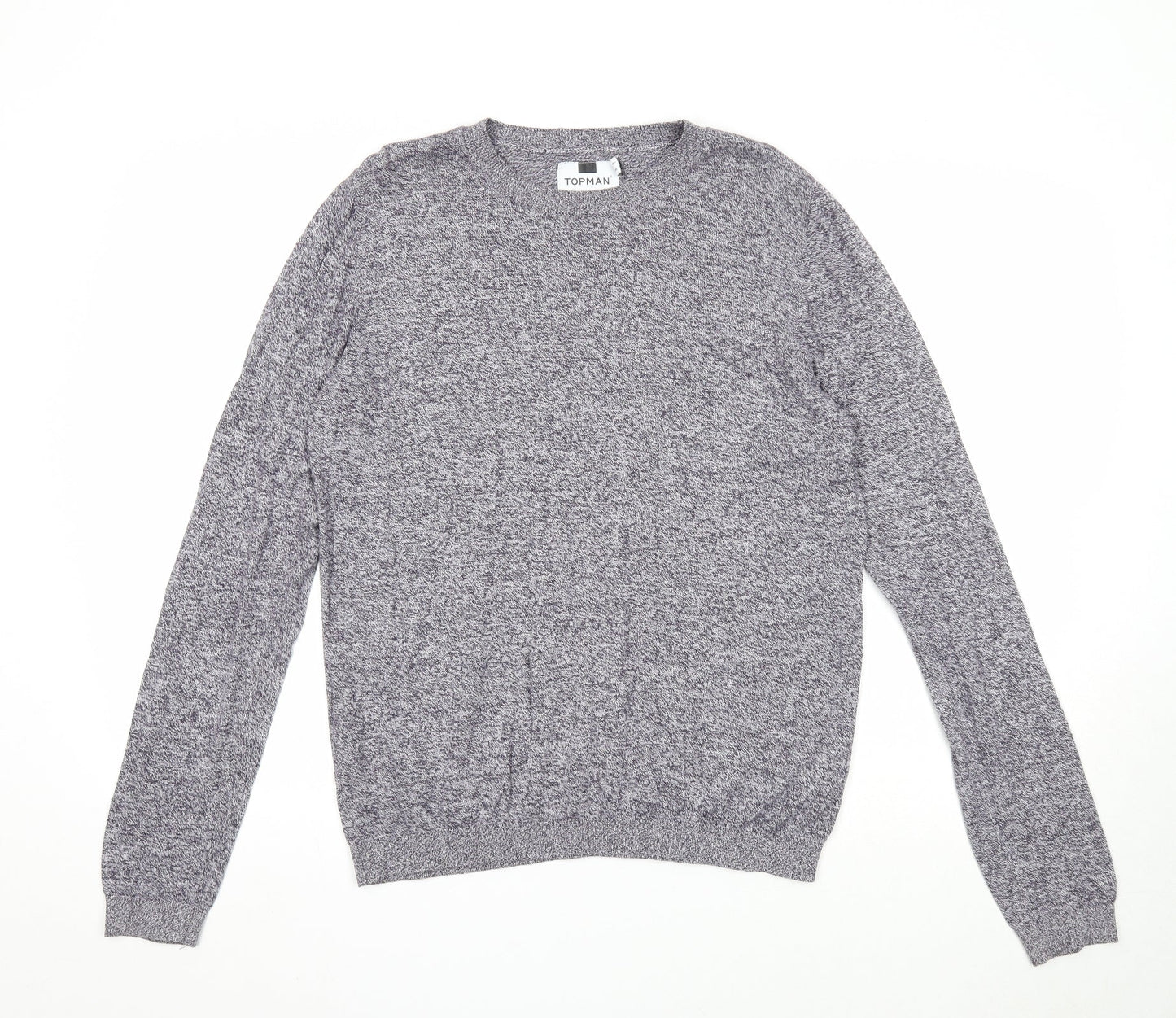 Topman Mens Green Round Neck Cotton Pullover Jumper Size M Long Sleeve