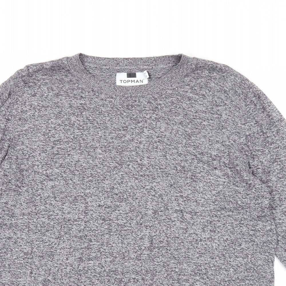 Topman Mens Green Round Neck Cotton Pullover Jumper Size M Long Sleeve