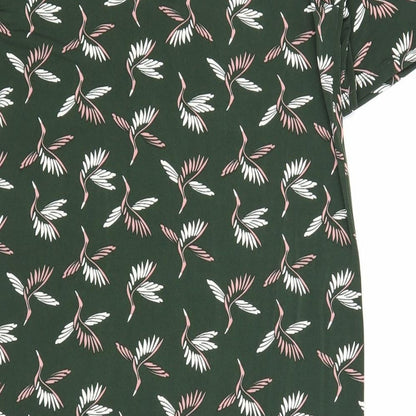 NEXT Womens Green Geometric Polyester A-Line Size 8 Scoop Neck Button - Bird Print Cold Shoulder