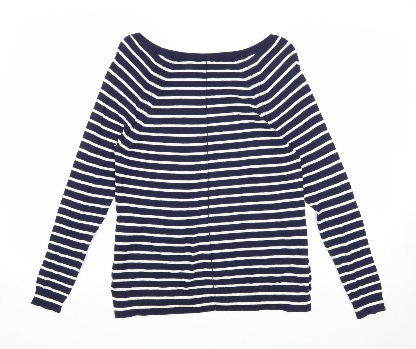 Gap Womens Blue Scoop Neck Striped Cotton Pullover Jumper Size XS