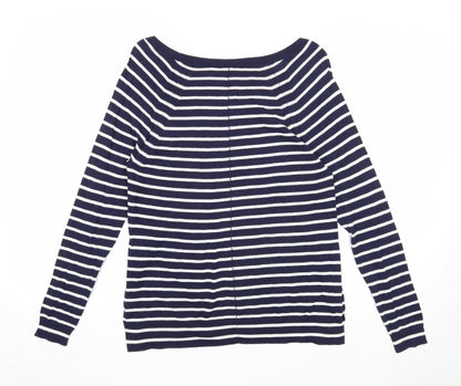 Gap Womens Blue Scoop Neck Striped Cotton Pullover Jumper Size XS