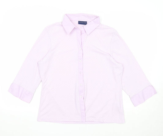 Womens UK Size 18 Fashion Extra Purple Basic Button-Up