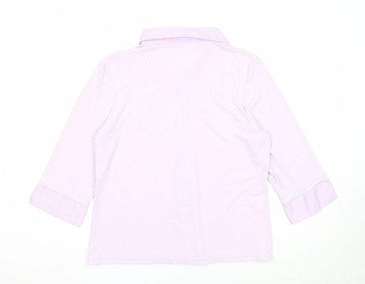 Womens UK Size 18 Fashion Extra Purple Basic Button-Up