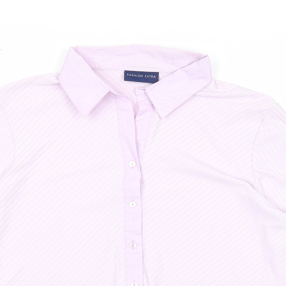 Womens UK Size 18 Fashion Extra Purple Basic Button-Up