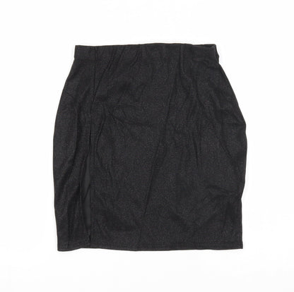 PRETTYLITTLETHING Womens Black Polyester Mini Skirt Size 8