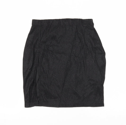 PRETTYLITTLETHING Womens Black Polyester Mini Skirt Size 8