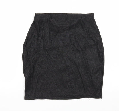 PRETTYLITTLETHING Womens Black Polyester Mini Skirt Size 8