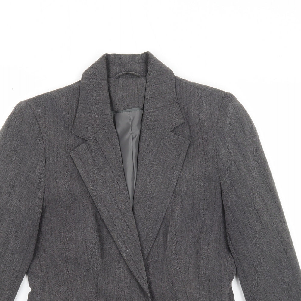 New Look Womens Grey Striped Polyester Jacket Suit Jacket Size 10