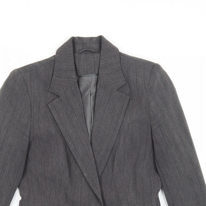 New Look Womens Grey Striped Polyester Jacket Suit Jacket Size 10