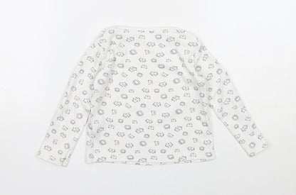 F&F Baby White Geometric Cotton Pullover T-Shirt Size 12-18 Months Boat Neck Pullover - Cute Animals Print