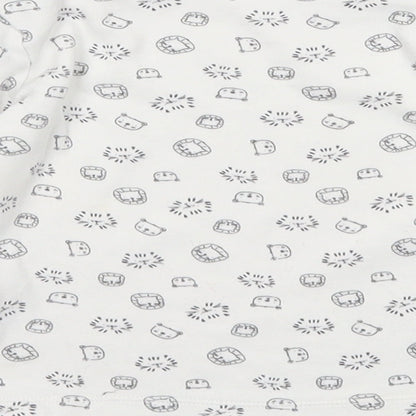 F&F Baby White Geometric Cotton Pullover T-Shirt Size 12-18 Months Boat Neck Pullover - Cute Animals Print