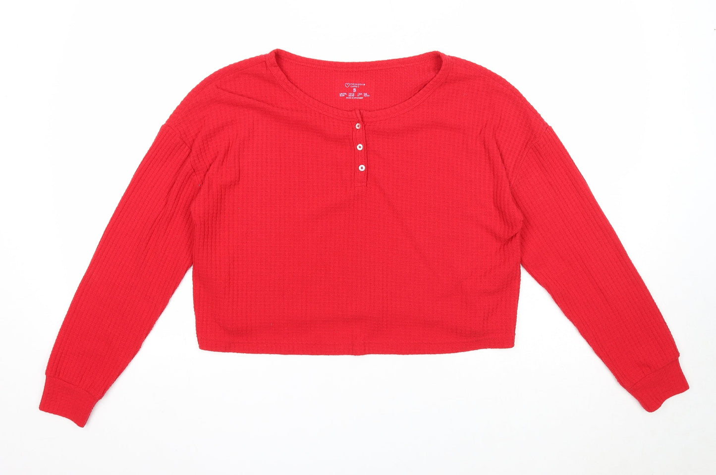 Primark Womens Red Round Neck Polyester Pullover Jumper Size 10