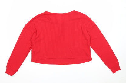 Primark Womens Red Round Neck Polyester Pullover Jumper Size 10