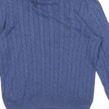 Amazon Mens Blue Square Neck Cotton Pullover Jumper Size S Long Sleeve