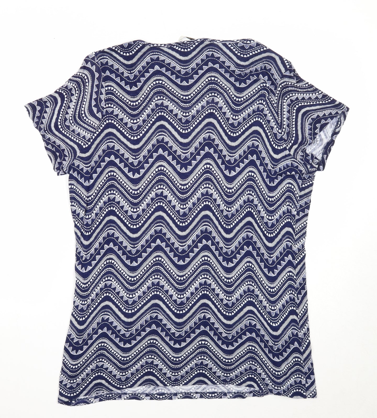 George Womens Blue Geometric Viscose Basic T-Shirt Size 16 Round Neck
