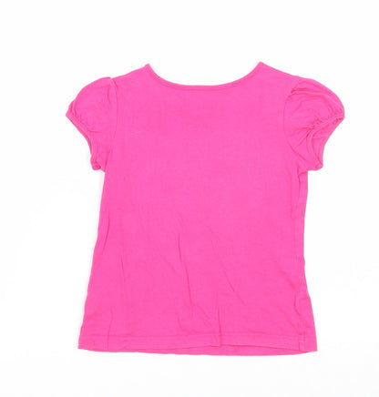 Preworn Girls Pink Cotton Basic T-Shirt Size 5 Years Round Neck Pullover - Summer Sweetie