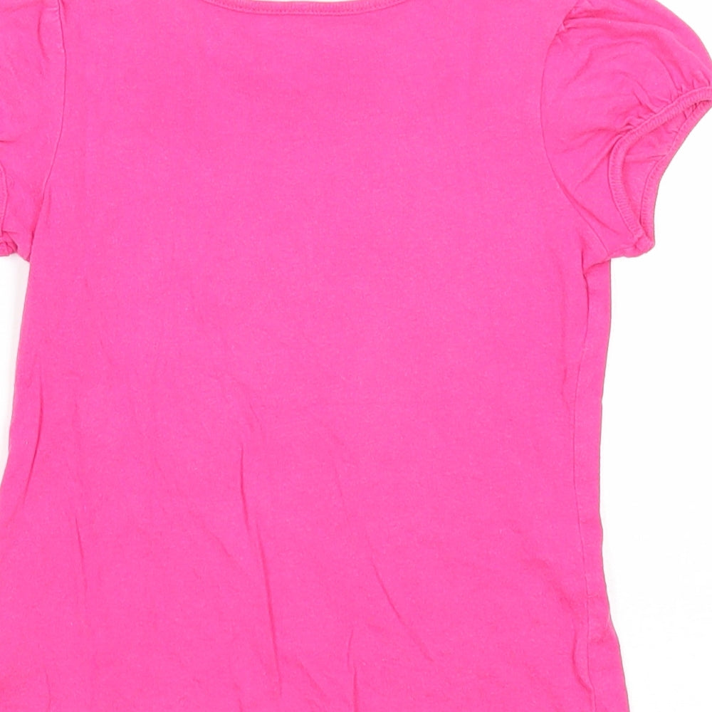 Preworn Girls Pink Cotton Basic T-Shirt Size 5 Years Round Neck Pullover - Summer Sweetie