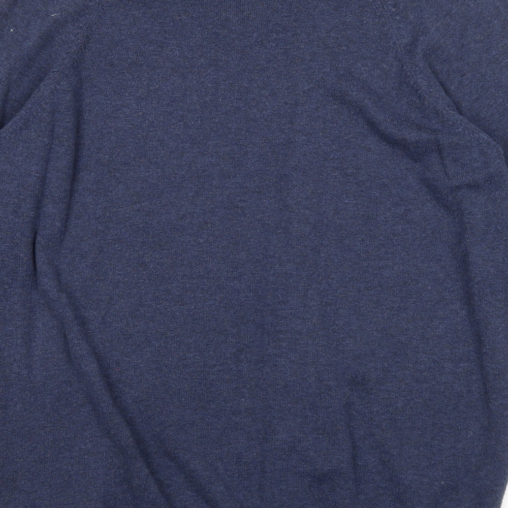Loxley Mens Blue V-Neck Cotton Pullover Jumper Size M Long Sleeve