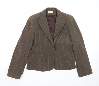 Rebecca Blu Womens Green Striped Jacket Blazer Size XL Button