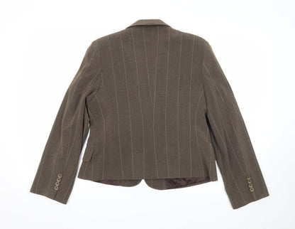 Rebecca Blu Womens Green Striped Jacket Blazer Size XL Button