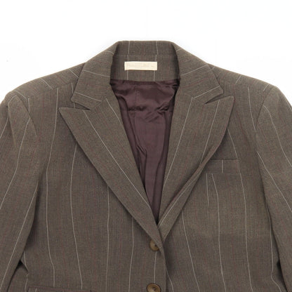 Rebecca Blu Womens Green Striped Jacket Blazer Size XL Button