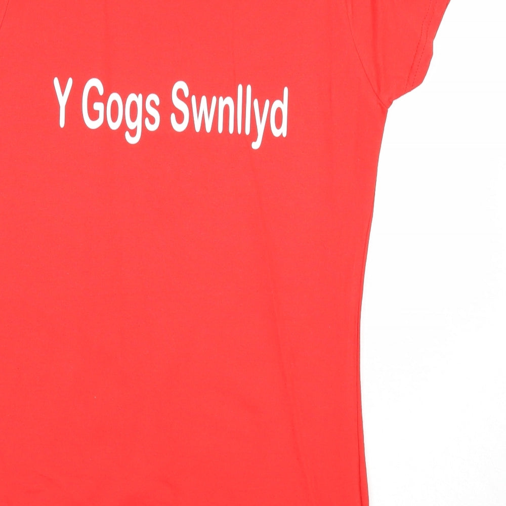 Womens UK Size S Fruit of the Loom Red Basic T-Shirt