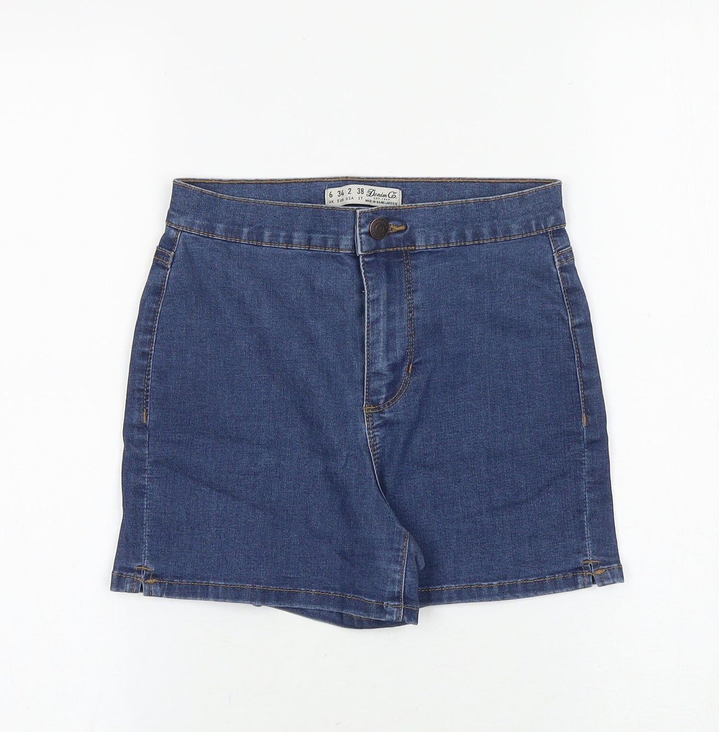 Denim & Co. Womens Blue Cotton Boyfriend Shorts Size 6 Regular Zip
