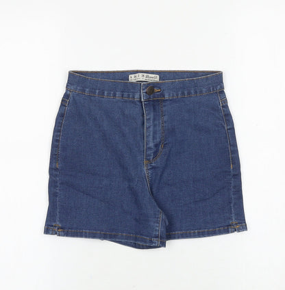 Denim & Co. Womens Blue Cotton Boyfriend Shorts Size 6 Regular Zip