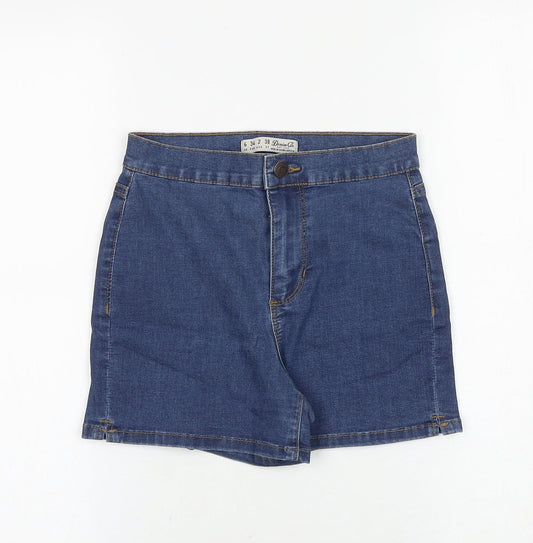 Denim & Co. Womens Blue Cotton Boyfriend Shorts Size 6 Regular Zip