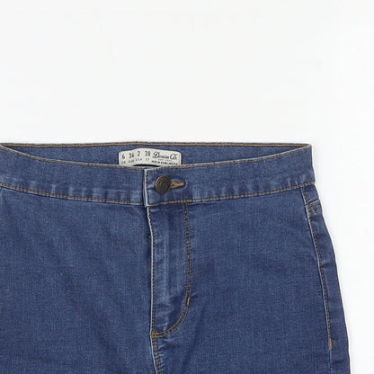 Denim & Co. Womens Blue Cotton Boyfriend Shorts Size 6 Regular Zip