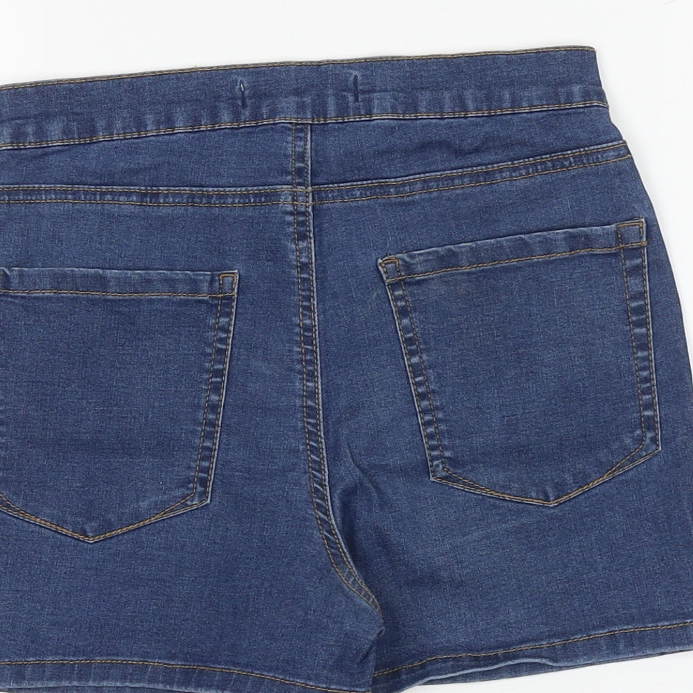 Denim & Co. Womens Blue Cotton Boyfriend Shorts Size 6 Regular Zip