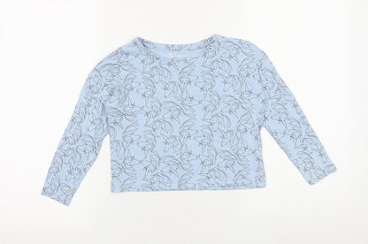 TU Girls Blue Geometric 100% Cotton Basic T-Shirt Size 6 Years Round Neck Pullover - Unicorn