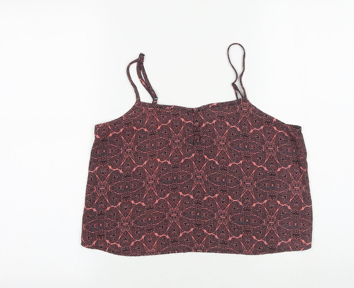 New Look Girls Pink Geometric Polyester Camisole Tank Size 14 Years Square Neck Pullover