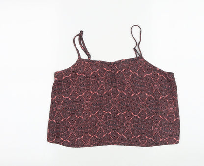 New Look Girls Pink Geometric Polyester Camisole Tank Size 14 Years Square Neck Pullover