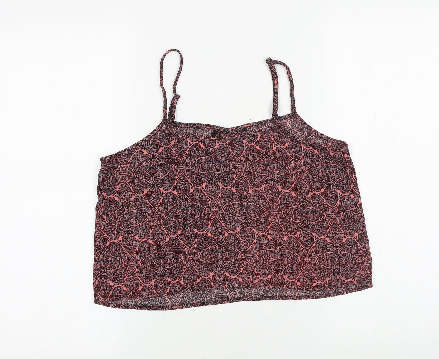 New Look Girls Pink Geometric Polyester Camisole Tank Size 14 Years Square Neck Pullover