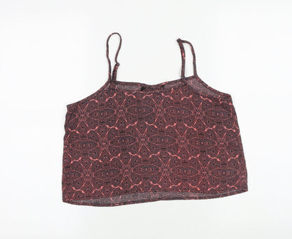 New Look Girls Pink Geometric Polyester Camisole Tank Size 14 Years Square Neck Pullover