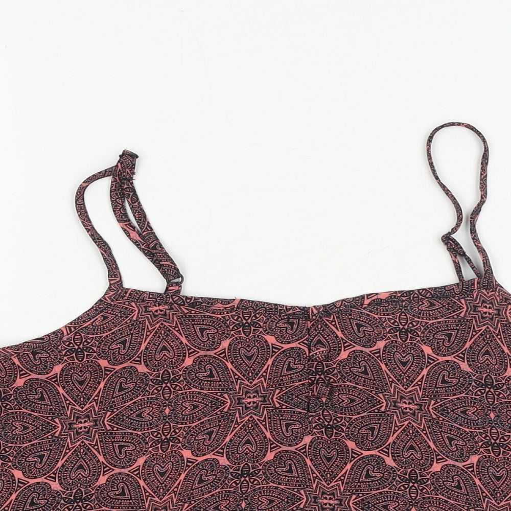 New Look Girls Pink Geometric Polyester Camisole Tank Size 14 Years Square Neck Pullover