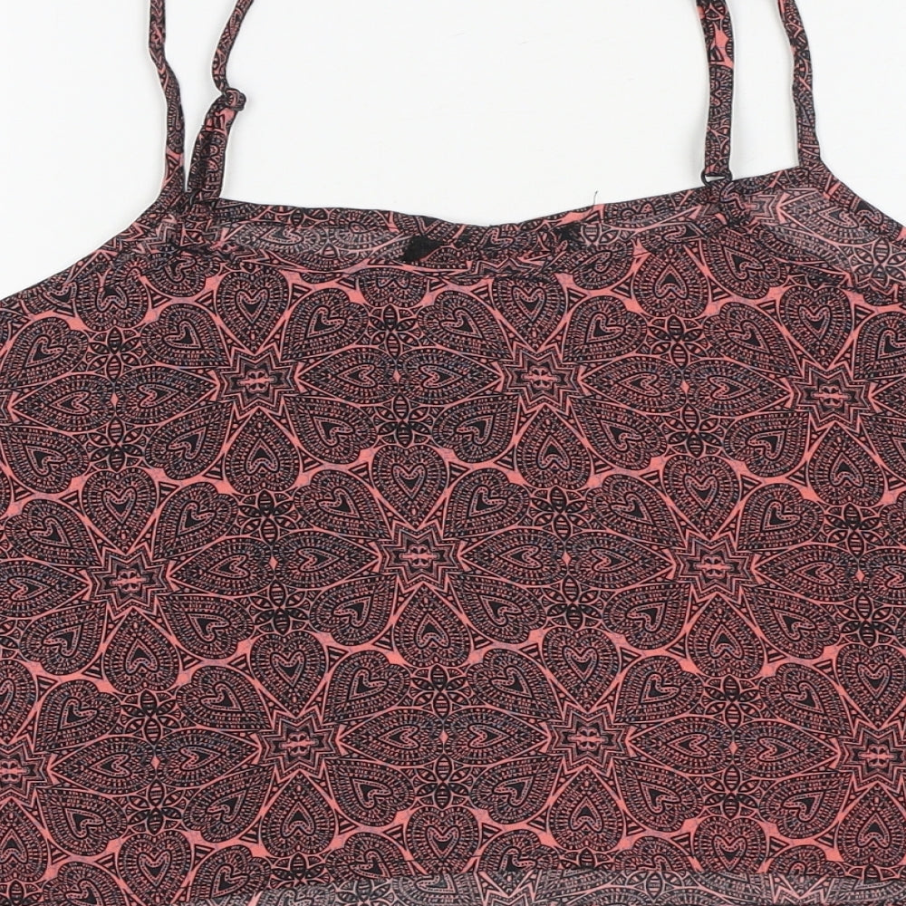 New Look Girls Pink Geometric Polyester Camisole Tank Size 14 Years Square Neck Pullover