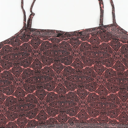 New Look Girls Pink Geometric Polyester Camisole Tank Size 14 Years Square Neck Pullover