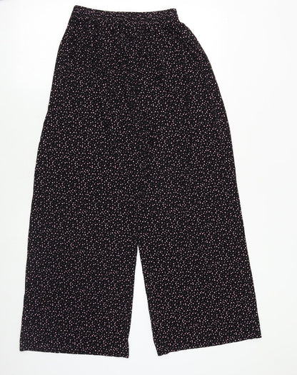 Preworn Girls Black Geometric Polyester Dress Pants Trousers Size L Regular Pullover