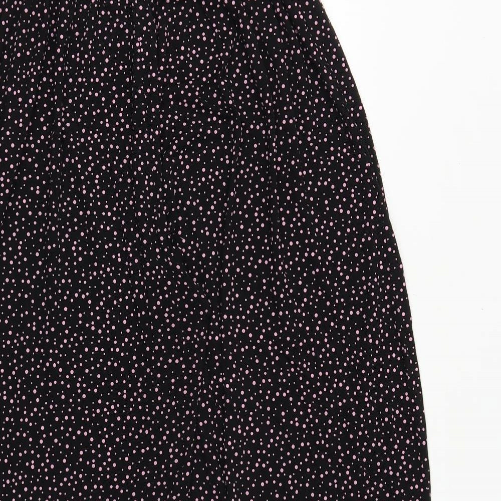 Preworn Girls Black Geometric Polyester Dress Pants Trousers Size L Regular Pullover
