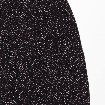Preworn Girls Black Geometric Polyester Dress Pants Trousers Size L Regular Pullover