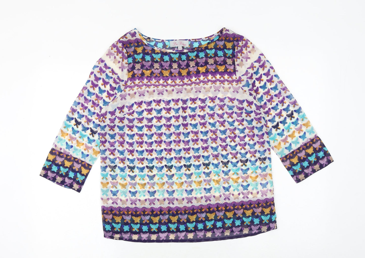 Womens UK Size 10 Be Beau Multicoloured Basic Blouse